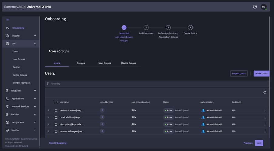 Extreme UZTNA integration users with SCIM