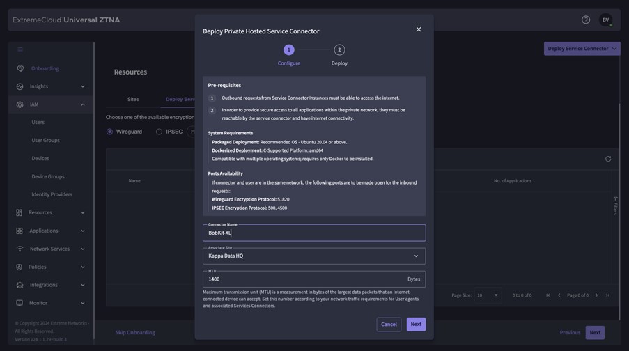 Extreme Universal ZTNA choosing name service connector