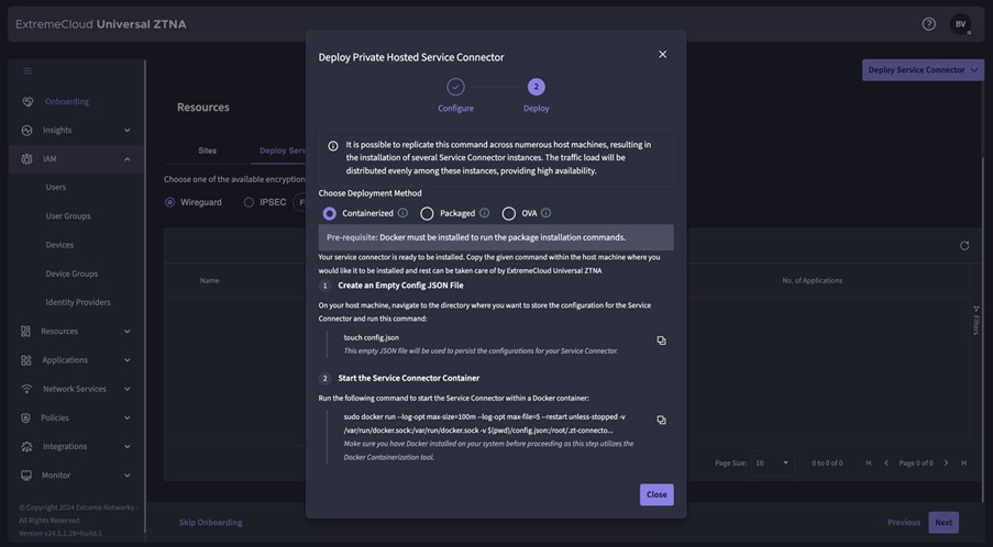 Extreme Universal ZTNA Choose deployment method Service connector