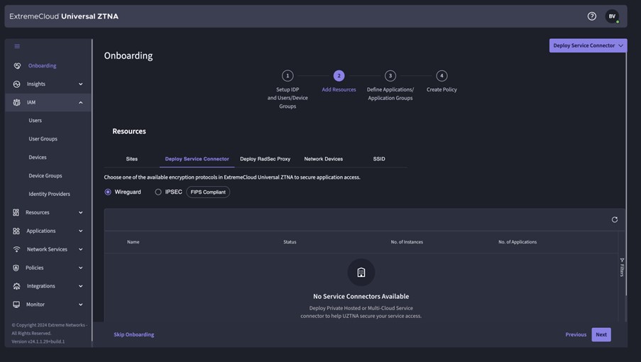 Extreme UZTNA deploy service connectors