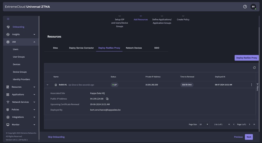 Extreme Universal ZTNA connection between Extreme CloudNAC and UZTNA