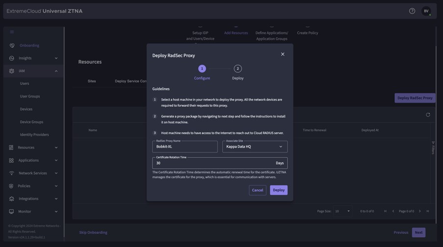 Extreme Universal ZTNA deployment Radsec command Proxy on Linux