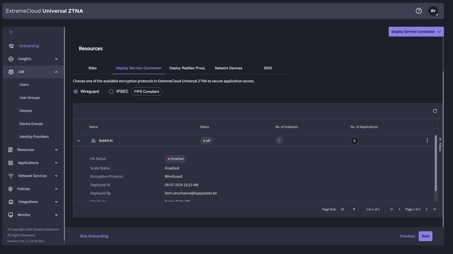 Extreme Universal ZTNA Status Service connector