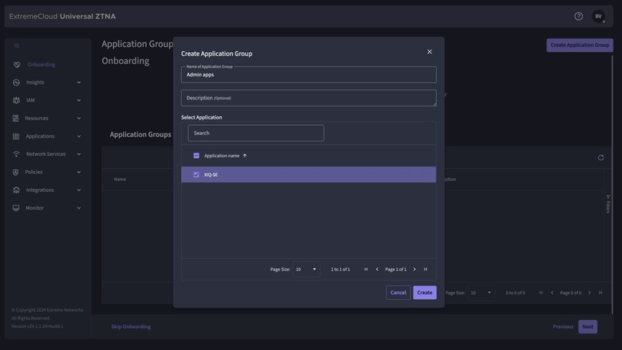 Extreme Universal ZTNA adding application to application group