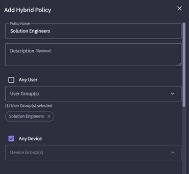 Extreme Universal ZTNA Adding Hybrid policy