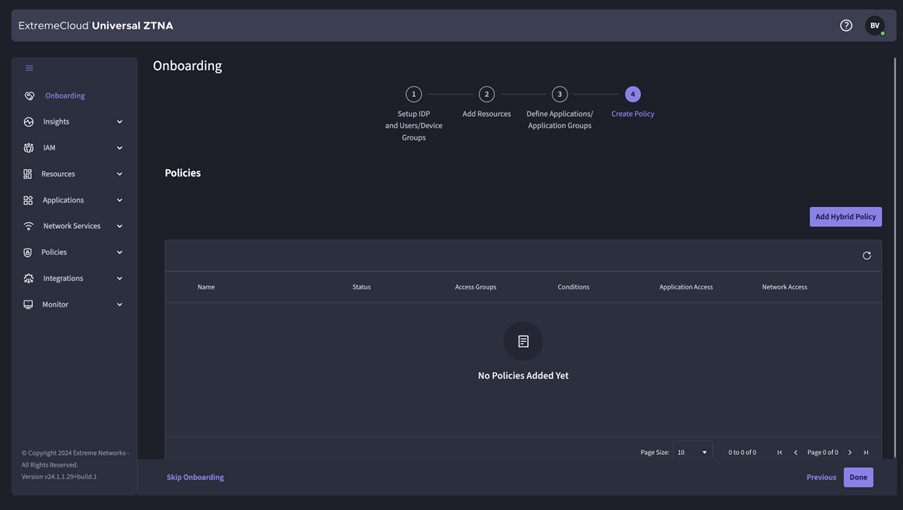 Extreme Universal ZTNA Define Hybrid policy