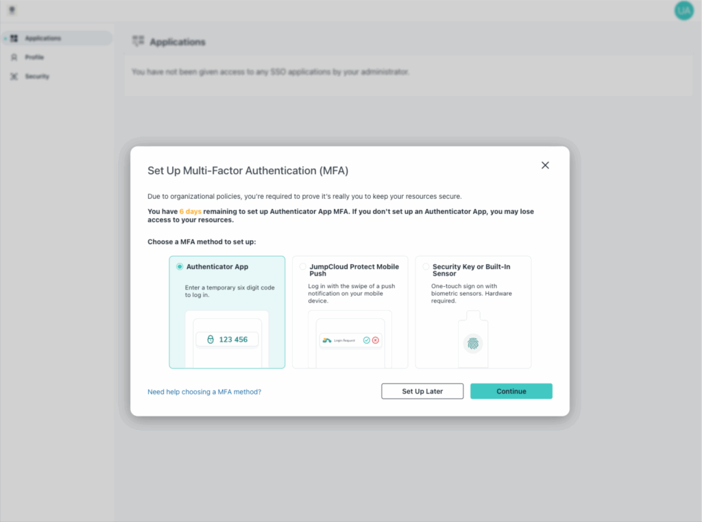 JumpCloud MFA - Context and risk
